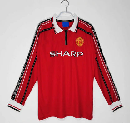 98-99 Manchester United home Long sleeved Retro - Fan version