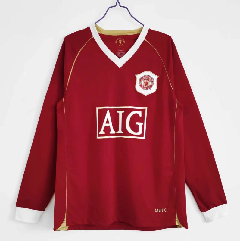 06-07 Manchester United home Long sleeved Retro - Fan version