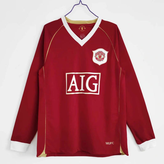 06-07 Manchester United home Long sleeved Retro - Fan version