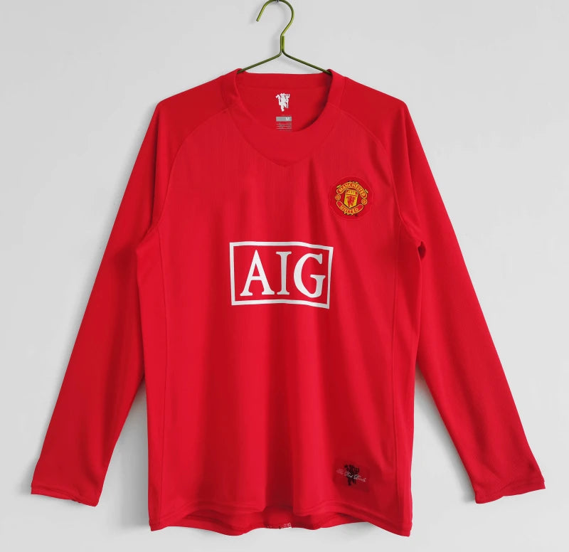 07-08 season Manchester United Home Long sleeved Retrò - Fan version